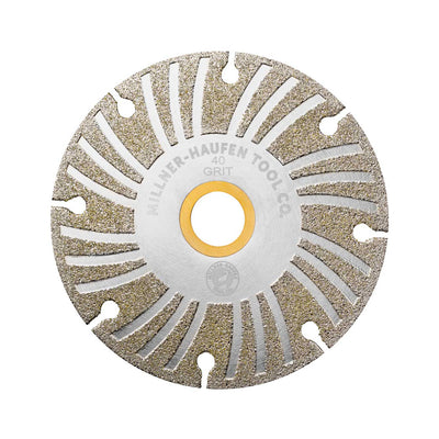 Millner-Haufen's Electroplated Diamond Angle Grinding Wheel - 4" 40 Grit on a white background. 