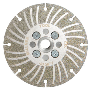 Millner-Haufen's Electroplated Diamond Angle Grinding Wheel Plus - 4 1/2" on a white background. 