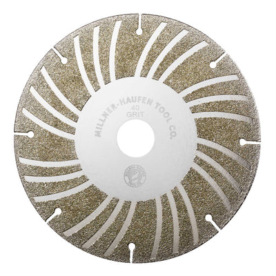 Millner-Haufen's Electroplated Diamond Angle Grinding Wheel - 6" 40 Grit on a white background. 