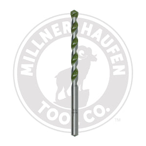 Millner-Haufen Individual Multi-Purpose Drill Bits 5/16" on a white background with a grey Millner-Haufen logo. The drill bit is silver metal with a green streak on the groves. 