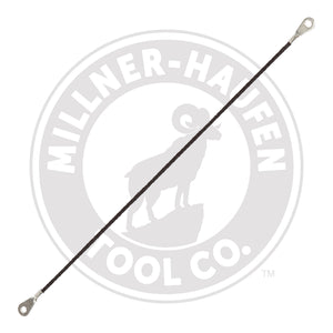 Millner-Haufen's Rod Saw Blade in front of a gray Millner-Haufen logo. 